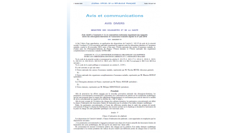 Nouvelle convention nationale des Chirurgiens-dentistes